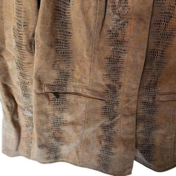 Bradley‎ Jacket 100% Genuine Leather Tan Animal Print size XS Snap Buttons - Picture 5 of 13